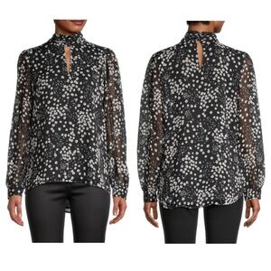 KARL LAGERFELD KEYHOLE BLOUSE SIZE MEDIUM
